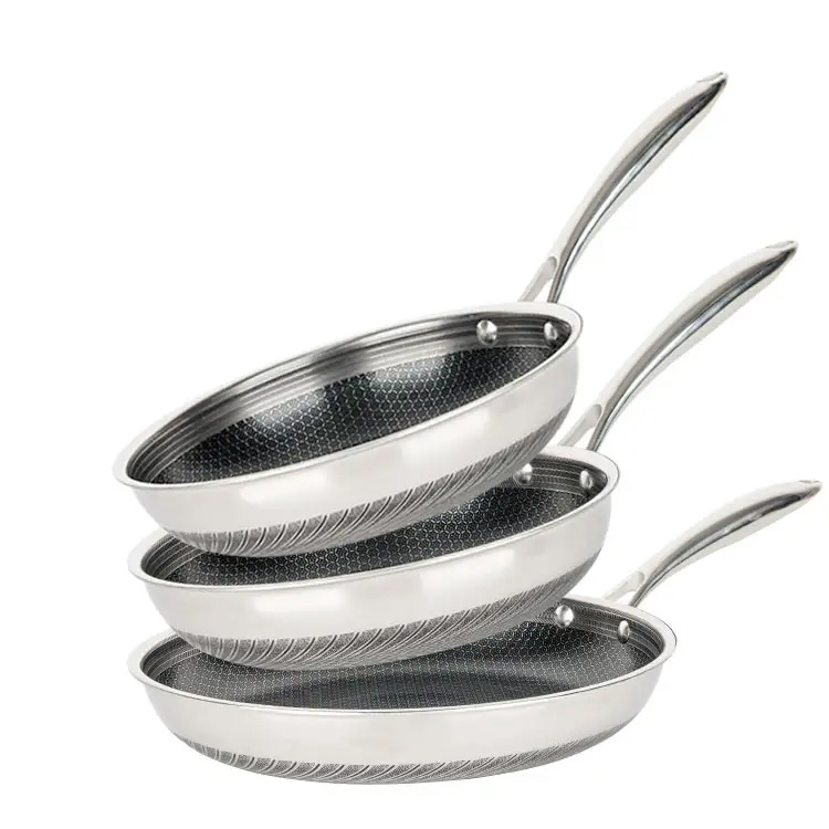 3Pcs Honeycomb Cookware Set Cooking Skillets Pan