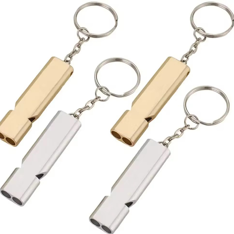 Aluminum Survival Whistle Portable Twin Tube Safety Key Chain