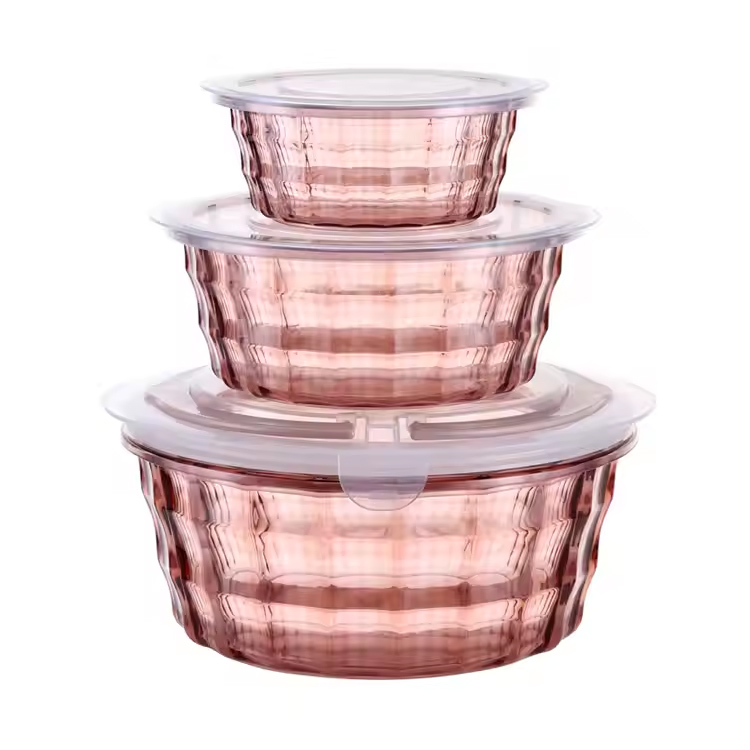 BPA-Free Stackable Nesting 3 Piece Round Food Containers