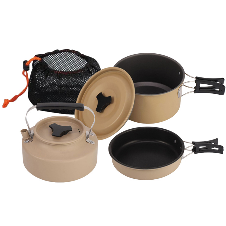 Camping Cookware Set with Kettle Portable Cooking Pot Set