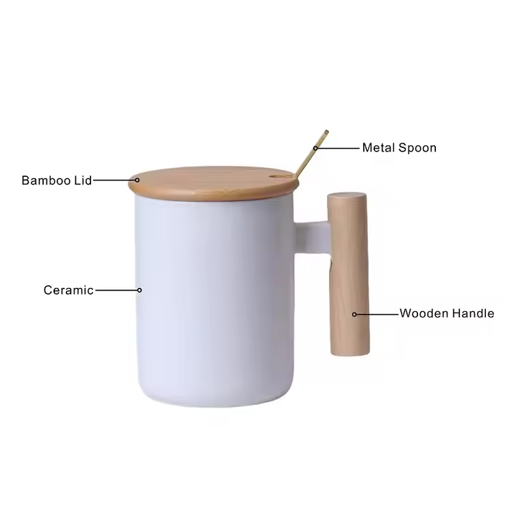 Classic Design with Wooden Handle Porcelain Coffee Tea Cup