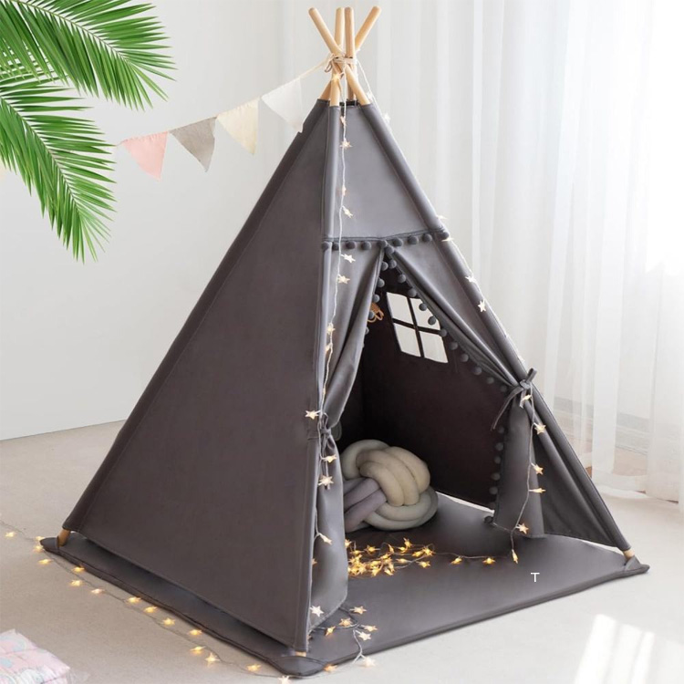 Cotton Canvas Playhouse Children Teepee Tent for Kids with Mat