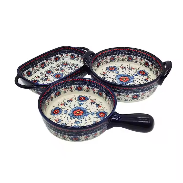 Custom Vintage Printing Heat Resistant Porcelain Frying Pan