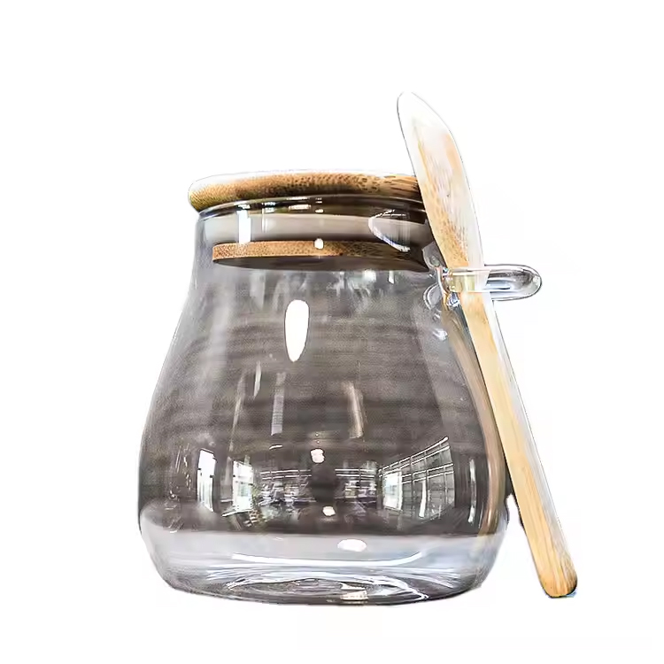 Customized Shape Borosilicate Glass Spice Tea With Flip Lid