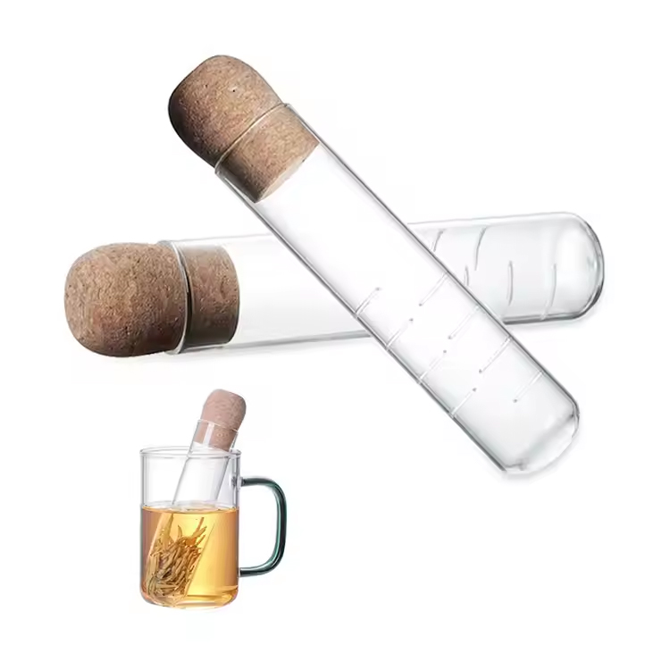 Design Tube Shape Borosilicate Glass Tea Infuser Strainer