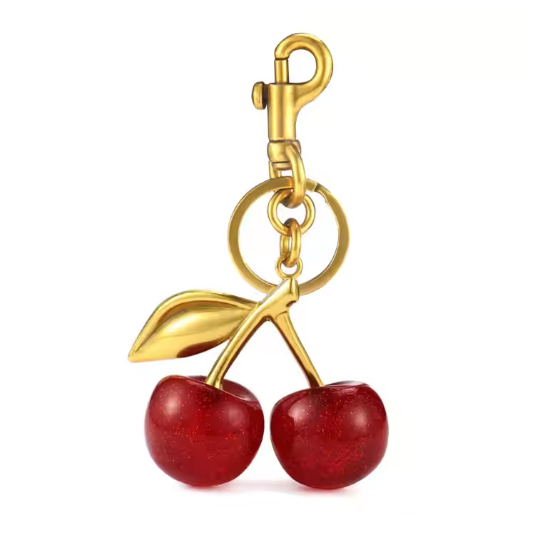Fashion 3D Crystal Red Cherry Summer Pendant Key Chain