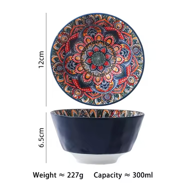 Flower Painted Ceramic Tableware Set Porcelain Dinnerware Suit