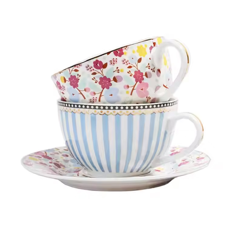 Flower Style Customized Bone China Ceramic Coffee Cup
