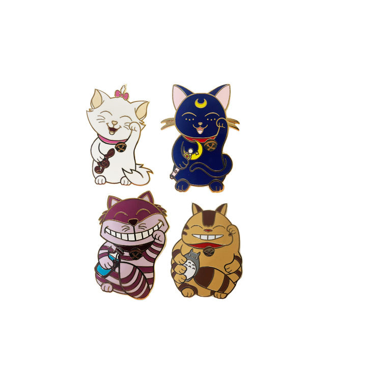 Gift Gold Plated Hard Enamel Cartoon Magnet Metal Lapel Pin