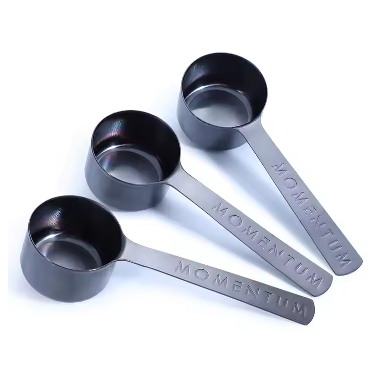 Handle Black Metal Stainless Steel 60ml Measuring Cup Spoon