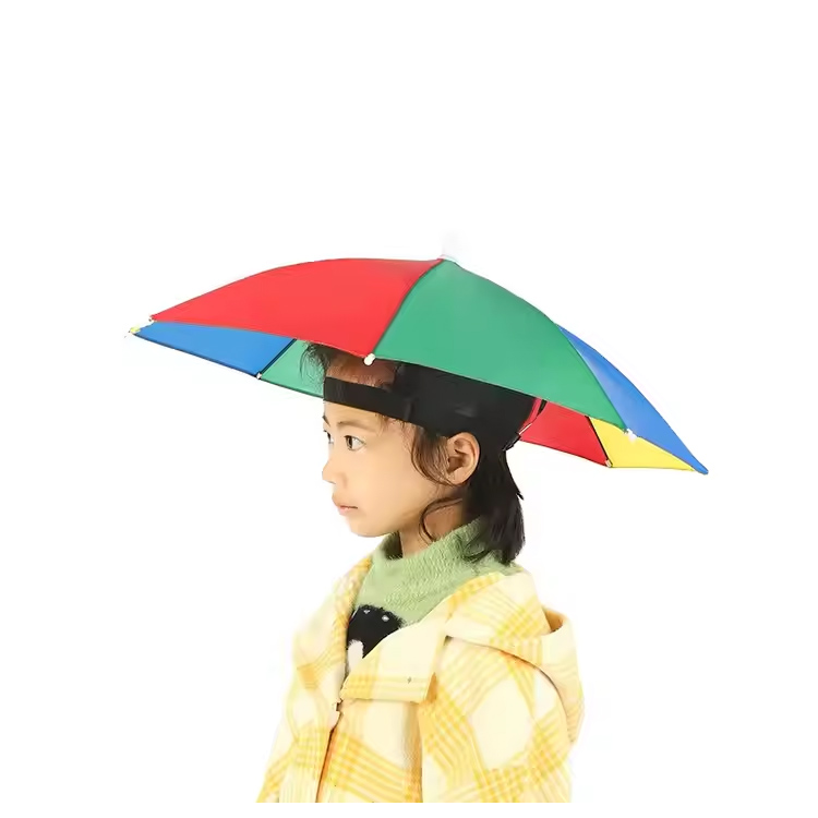Head Clip on Wear Umbrella Rain Foldable Umbrella