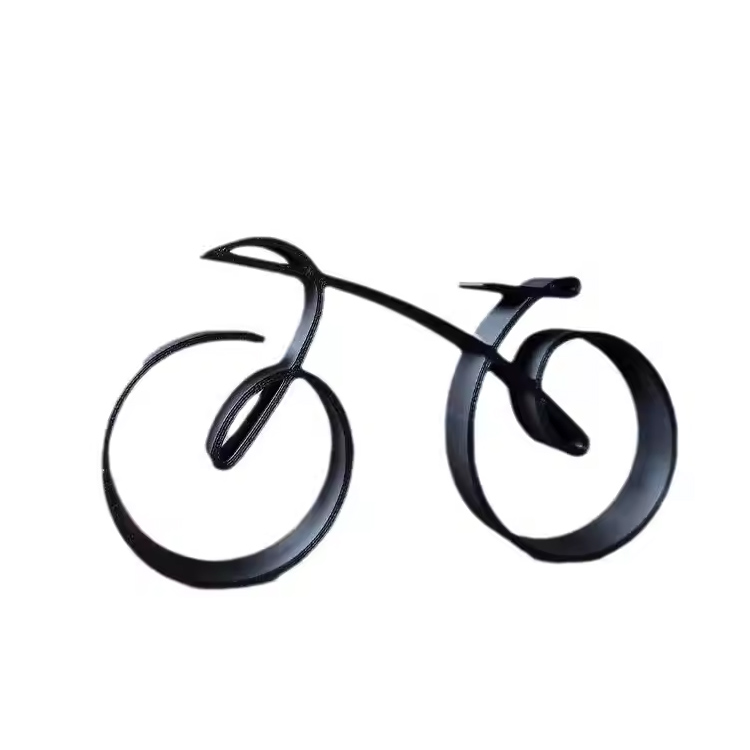 Minimalistic Bicycle Sculpture Wire Framed Style Black Bicycle