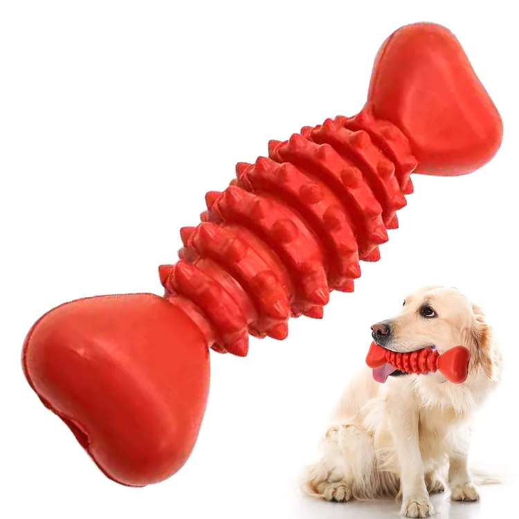 Natural Rubber Bone Shape Teeth Cleaning Dog Chew Toy