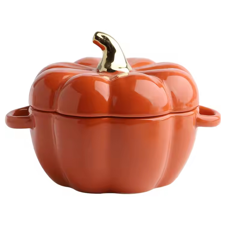 New Pumpkin Shape Baking Bowl With Lid Kitchen Bakeware