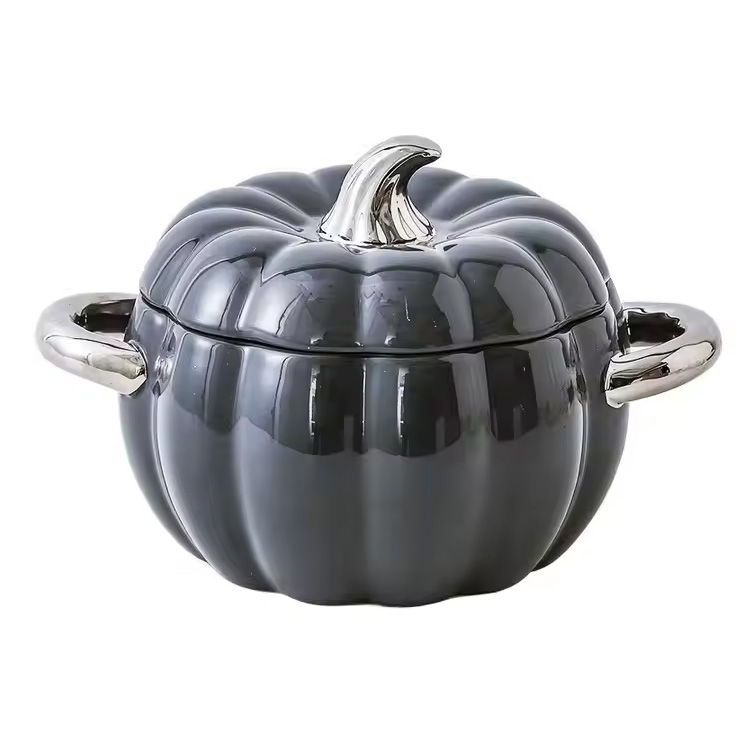 Newly Developed Shaped Ceramic White Pumpkins Bowls