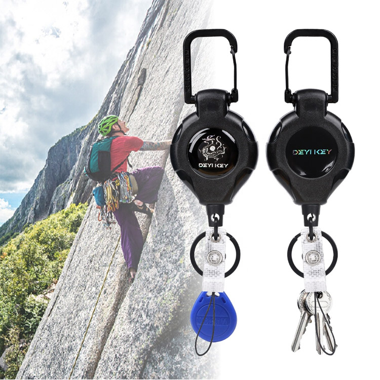 Outdoor Hiking 80cm Nylon Rope Retractable Keychain