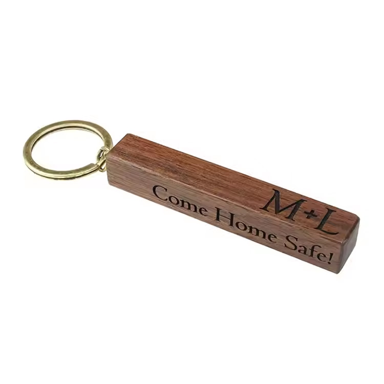 Pendant Wood Chip Metal Keychain Anniversary Gift Carving