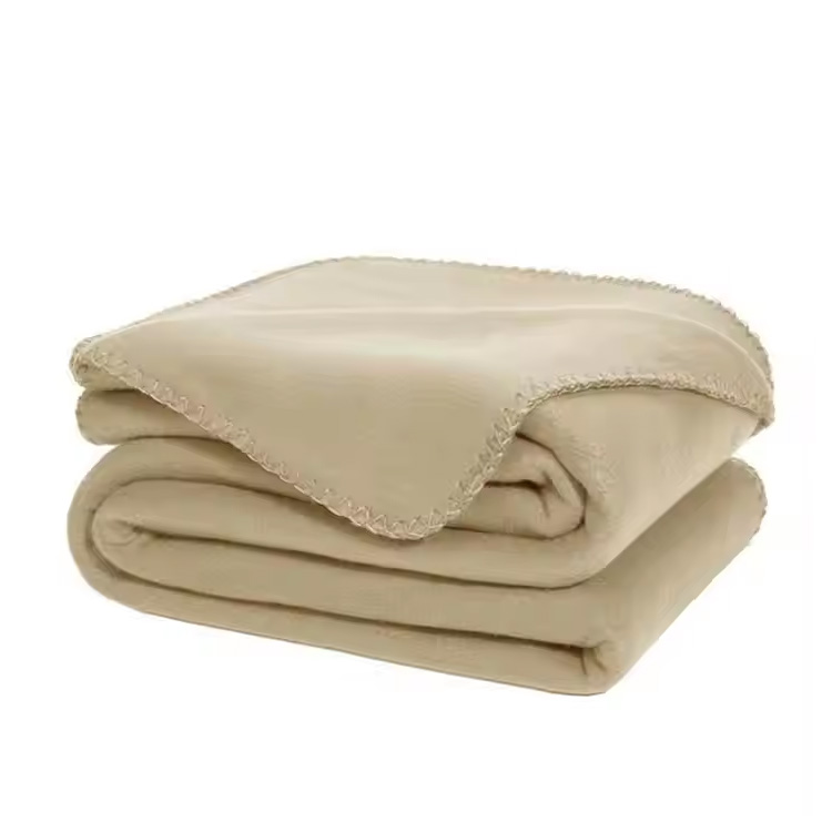 Promotion Solid Color Edge Soft Bedding Fleece Throw Blanket