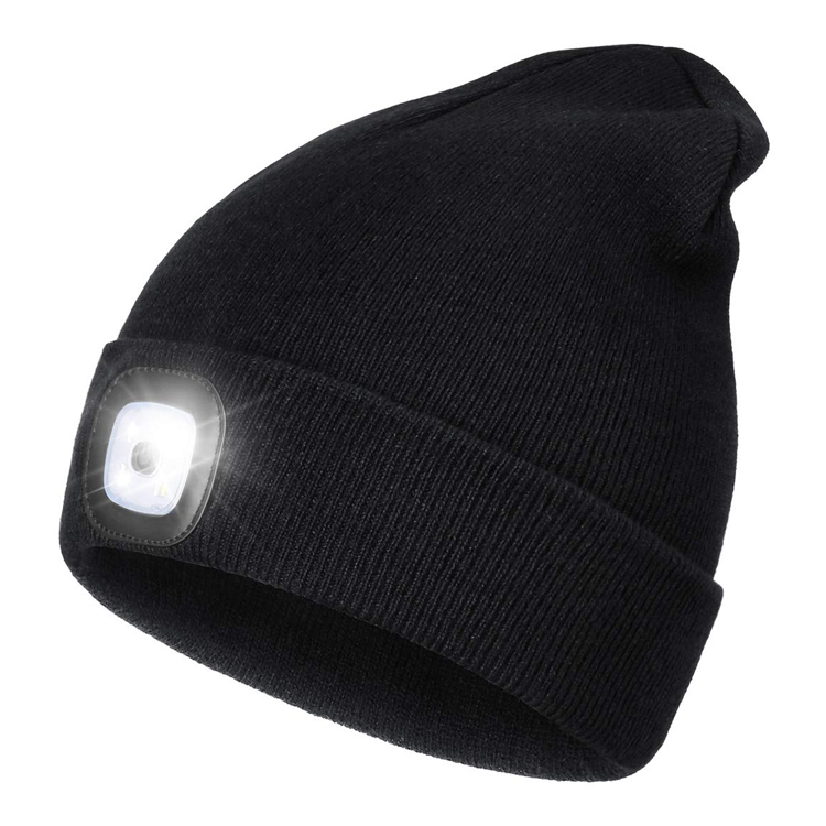 Rechargeable Hands-Free LED Headlamp Hat Knitted Night Light