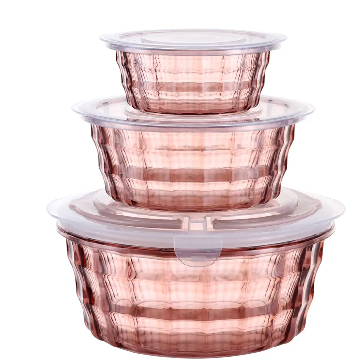 Stackable Nesting 3 Piece Plastic Round Food Containers