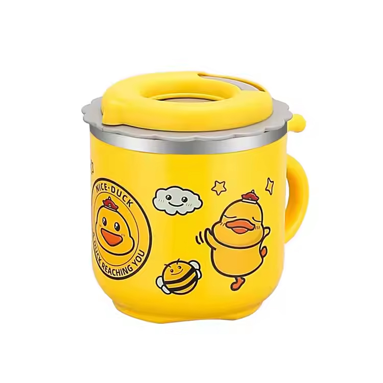 SUS 304 Children Straw Cute Yellow Duck Leak Proof Child Cup