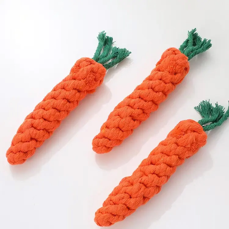 Wholesale Pet Dog Bite Chew Toys Carrot Cotton Knot Pet Toys